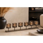J-Line Theelichthouder 6 Crystal Smokey Grey – Luxe Windlicht met 6 Glazen